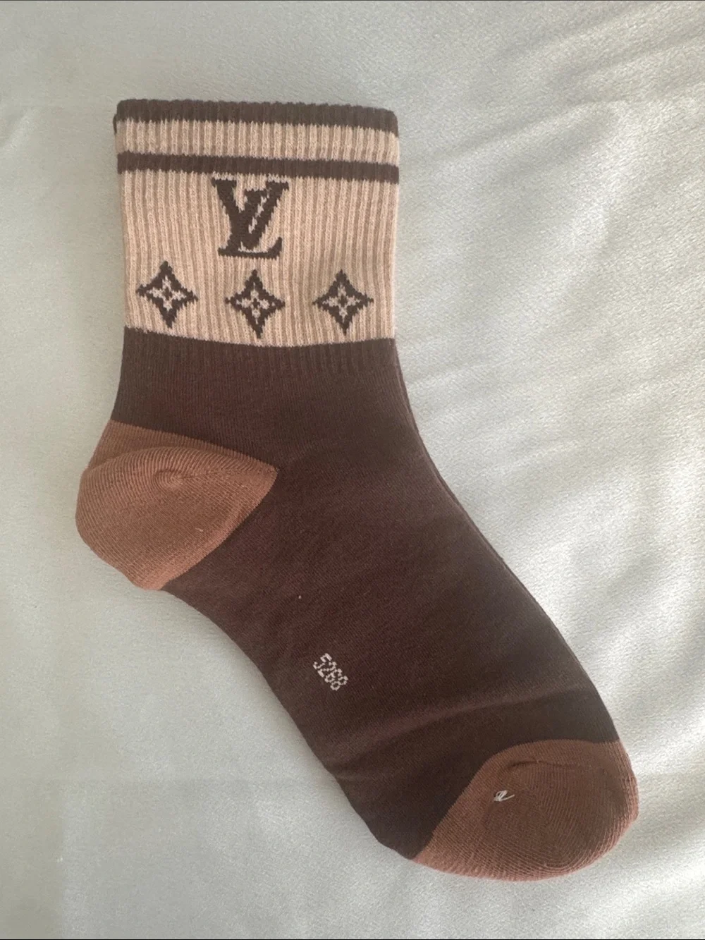 New! Louis Vuitton Men's Brown Logo Crew Socks - Luxury Designer Style
